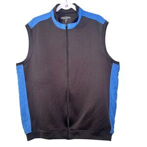 Pebble Beach Black and Blue Sleeveless Zip Vest
